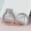 4ct Princess Cut White Sapphire 2pcs Bridal Set