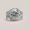 Handmade Round Cut Three Stone Sterling Silver Ring