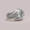 Handmade Round Cut Three Stone Sterling Silver Ring