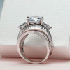 Handmade Round Cut Three Stone Sterling Silver Ring