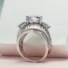 Handmade Round Cut Three Stone Sterling Silver Ring