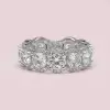 Handmade Round Cut Halo Sterling Silver Band 