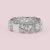 Handmade Round Cut Halo Sterling Silver Band 