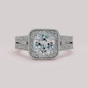 Handmade 3.5 CT Cushion Cut Halo Sterling Silver Ring