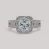 Handmade 3.5 CT Cushion Cut Halo Sterling Silver Ring