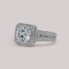 Handmade 3.5 CT Cushion Cut Halo Sterling Silver Ring