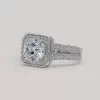 Handmade 3.5 CT Cushion Cut Halo Sterling Silver Ring