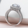 Handmade 3.5 CT Cushion Cut Halo Sterling Silver Ring