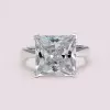 Handmade 8.0 CT Princess Cut Solitaire Sterling Silver Ring