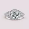 Handmade 2.0 CT Round Cut Twist Halo Sterling Silver Ring