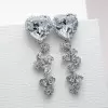 6.75ct Hear Cut White Sapphire Drop Earrings