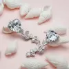6.75ct Hear Cut White Sapphire Drop Earrings