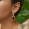 38ctw Multicolor Sapphire Statement Drop Earrings