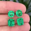 36ctw Cushion and Emerald Cut Drop Earrings