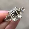 6.95ct Emerald Cut White Sapphire Engagement Ring