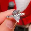 Handmade 4 Ct Pear Cut Engagement Ring