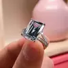 Handmade 6 Ct Emerald Cut Split Shank Ring