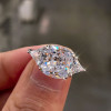 8ct Three-stone Cushion Cut Engagement Ring