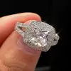 Handmade 2.5CT Double Halo Cushion Cut Ring 