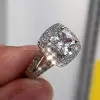Handmade 2.5CT Double Halo Cushion Cut Ring 