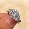 Handmade 1.5 CT Round Cut Sterling Silver Ring