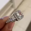 Handmade Cushion Cut Sterling Silver Ring 3.5 CTW