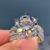3.8ct Round Cut White Sapphire Engagement Ring