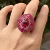 5.8ct Oval Cut Ruby Allover Paved Vintage Cocktail Ring