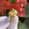 12.6ct Cushion Cut Yellow Sapphire Engagement Ring