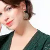 Leaf Shape Alloy Lab Created Emerald Earring