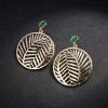 Leaf Shape Alloy Lab Created Emerald Earring