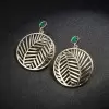 Leaf Shape Alloy Lab Created Emerald Earring