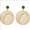 Leaf Shape Alloy Lab Created Emerald Earring