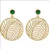 Leaf Shape Alloy Lab Created Emerald Earring
