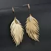 Feather Shape Alloy and Pearl Earring