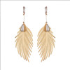 Feather Shape Alloy and Pearl Earring