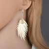 Feather Shape Alloy and Pearl Earring