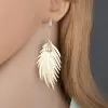 Feather Shape Alloy and Pearl Earring