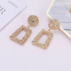 Original Design Creative Relief Trapezoidal Alloy Earrings