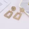 Original Design Creative Relief Trapezoidal Alloy Earrings