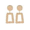 Original Design Creative Relief Trapezoidal Alloy Earrings