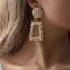 Original Design Creative Relief Trapezoidal Alloy Earrings