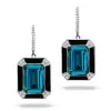 6ct Emerald Cut Blue Topaz Sapphire Drop Earrings