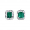 Emerald&Baguette White&Emerald Green Sapphire Stud Earrings