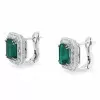 Emerald&Baguette White&Emerald Green Sapphire Stud Earrings