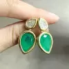 12ctw Pear Cut Emerald Drop Earrings