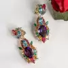 38ctw Multicolor Sapphire Statement Drop Earrings