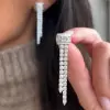 4ctw Round Cut Asymmetric Fringe Drop Earrings