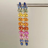 20ctw Pear Cut Rainbow Sapphire Long Earrings