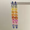 20ctw Pear Cut Rainbow Sapphire Long Earrings